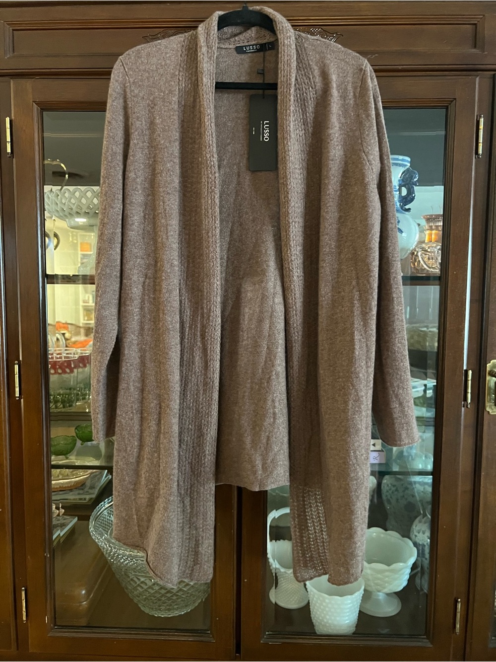 NWT women’s Lusso Cashmere long cardigan size L